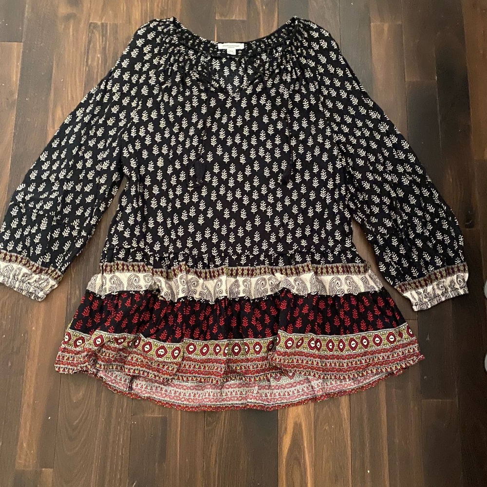 Beach Lunch Lounge Printed Long-Sleeve Tunic Top